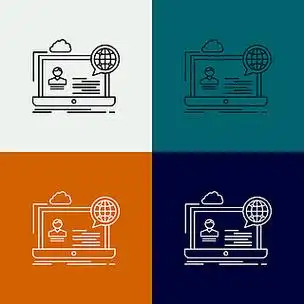 网络研讨会,论坛,在线,研讨会,网站图标在各种背景线型设计,专为web和