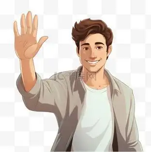 尴尬的男人伸出手打招呼