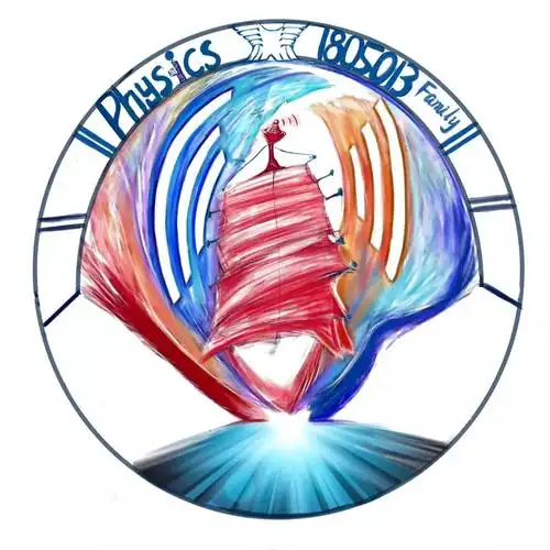 物光院12班被彩色的浪包围的船班徽图案设计