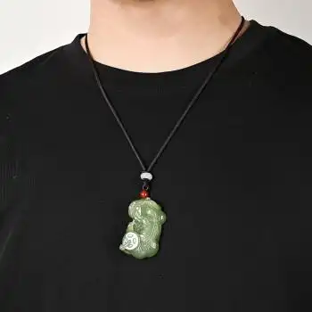 墨韵新疆和田玉貔貅吊坠原石玉器挂件男女玉佩项链霸王皮丘转运貔貅头