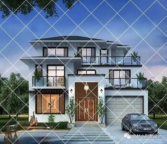 农村建房车库不能少,20款带车库的三层农村别墅,低至25万起建