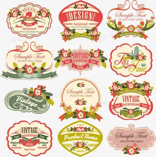 花卉标签矢量素材