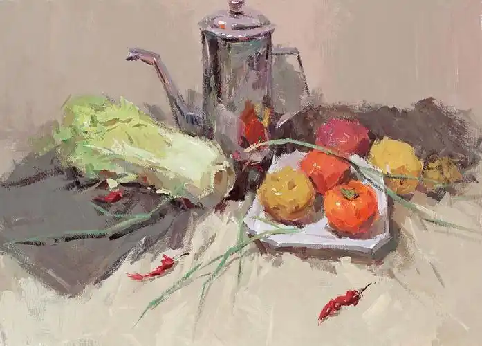 水粉静物-蔬菜和鱼类的画法