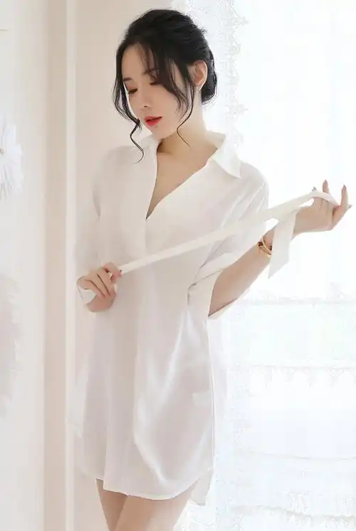 gfm 情趣内衣女制服诱惑衬衫性感睡衣ol男友风透明蕾丝雪纺开档睡裙