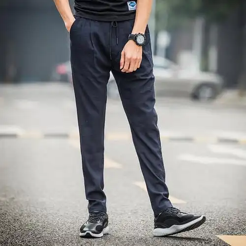 夏季薄款夏天透气运动裤男长裤宽松夏裤子男士男生冰丝休闲裤