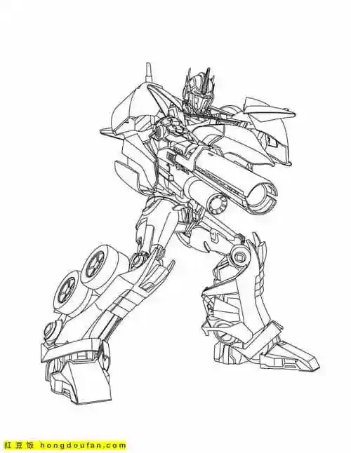 13张可以免费下载的大黄蜂汽车人卡通涂色简笔画