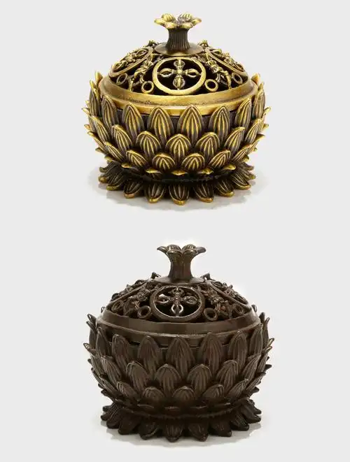 朗格 铜香炉香熏炉莲花香炉佛具佛教小香炉摆件