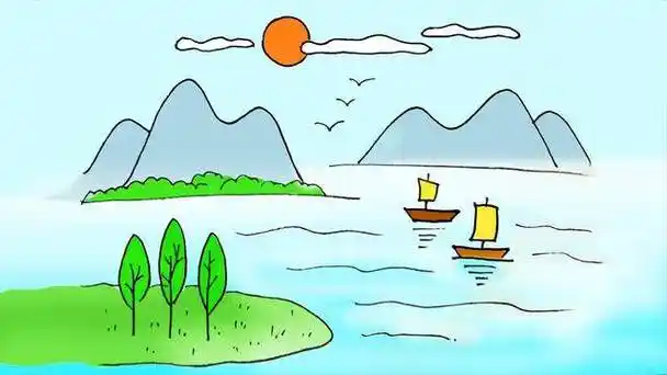 儿童简笔画彩色风景插画手帐简单好看完美简笔画风景简笔画风景大全