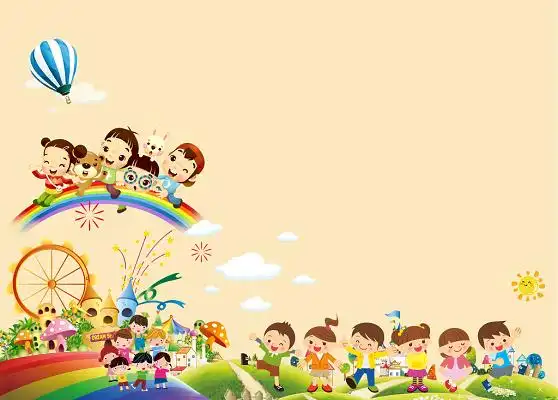 61六一儿童节黄色节目单背景手绘卡通金融投资理财人物素材黄色手绘