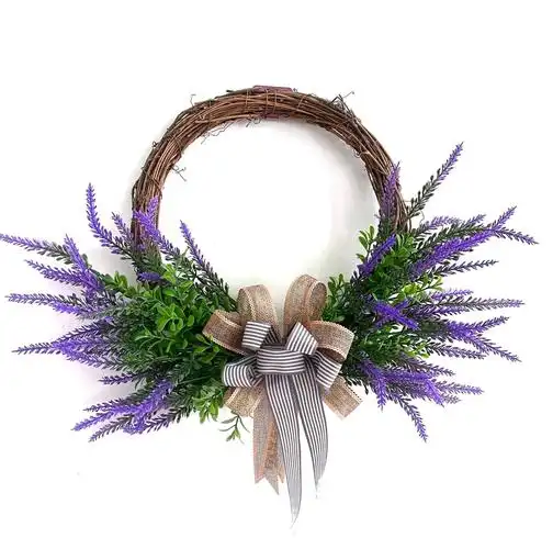 仿真花环田园风门饰壁挂薰衣草装饰花环家居橱窗植物墙美化挂件