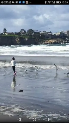 小女孩在沙滩上戏水