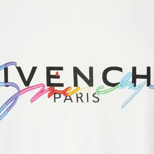 givenchy/纪梵希 男女同款 彩虹logo印花3d刺绣t恤 bm70rl3002100微瑕