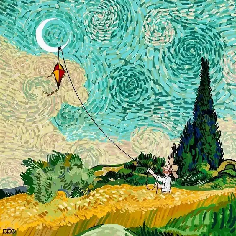 梵高的画藏着另一种浪漫#治愈系 #插画 #梵高  - 抖音