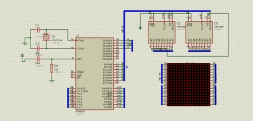 点阵16*16用74hc595驱动电路图
