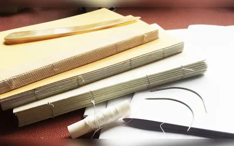 【装订】更省线的双针锁线针法diy手工书芯制作教程【trama】