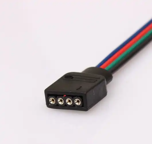 led七彩灯带4pin彩排线公母接头 rgb5050灯条4芯连接器端子线插头