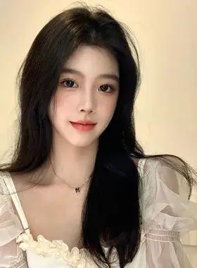 假发女网红中分八字刘海中长发头套