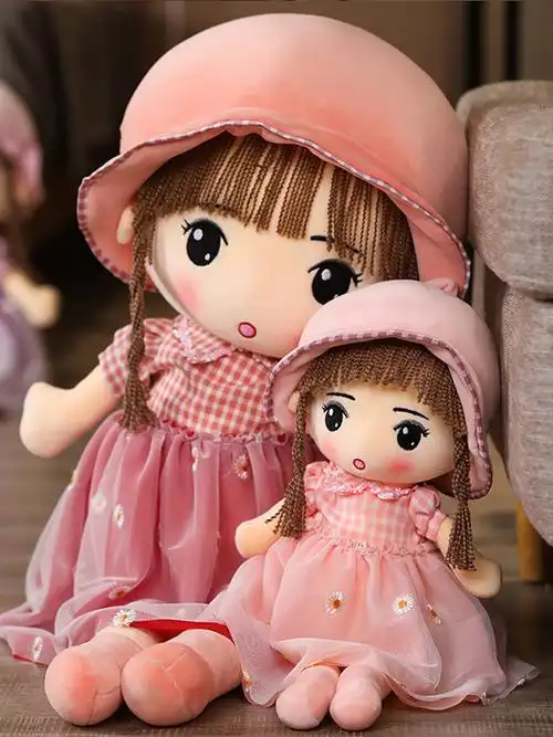 可爱芭芘洋娃娃公仔毛绒玩具小女孩人形布偶软体睡觉抱枕儿童礼物