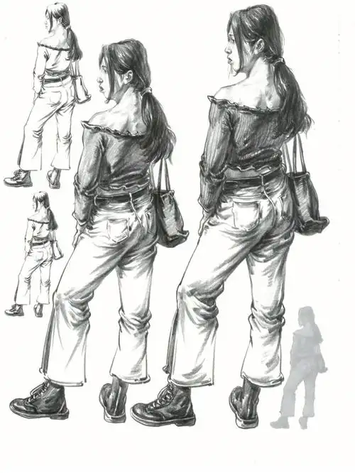 速写单人站姿女青年详细步骤