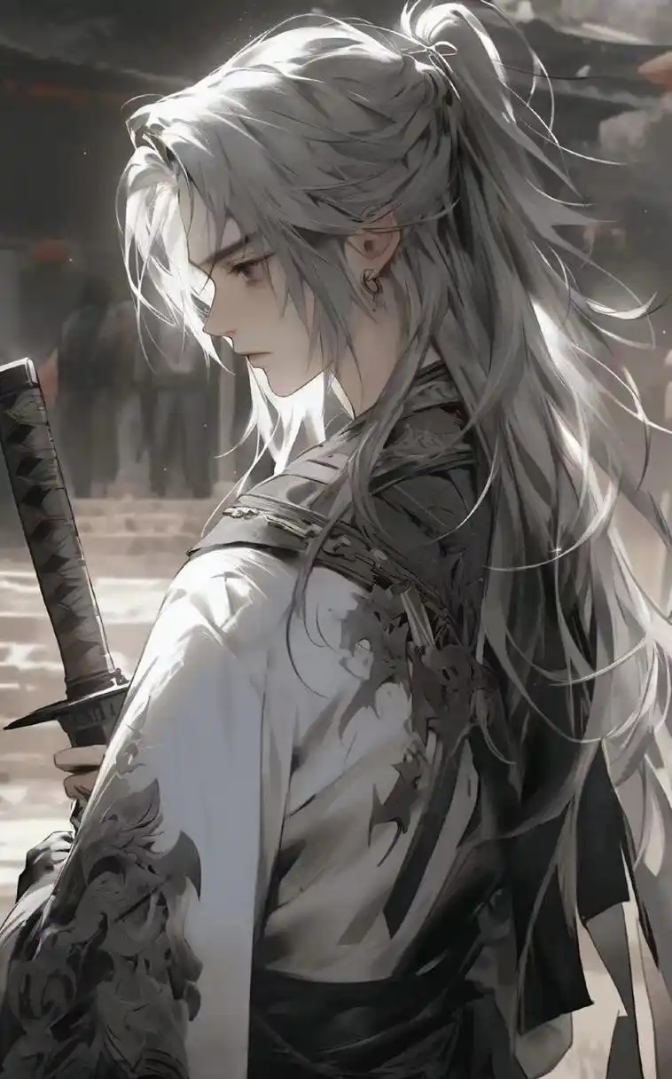 古装银发男系列古风插画 #古风插画# #ai绘画