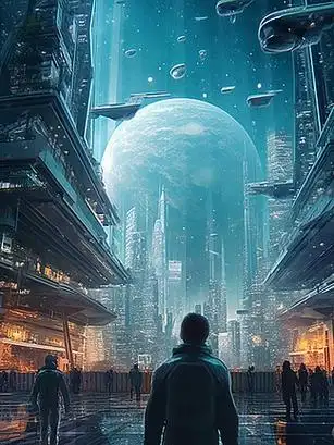 赛博朋克未来科技风炫彩女孩插画