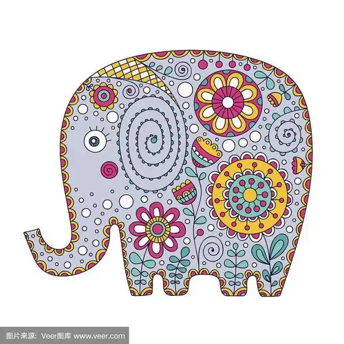 彩色涂鸦大象