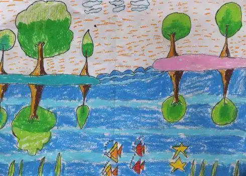 儿童水中倒影简笔画