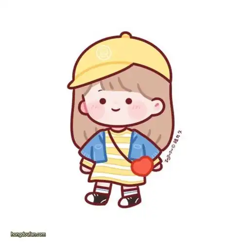 带着安全小黄帽出行春游的卡通小女生简笔画大全