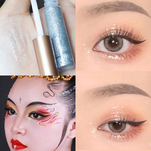 儿童眼影亮晶晶闪粉液体银色眼线笔钻石闪亮珠光金色眼妆局部提亮