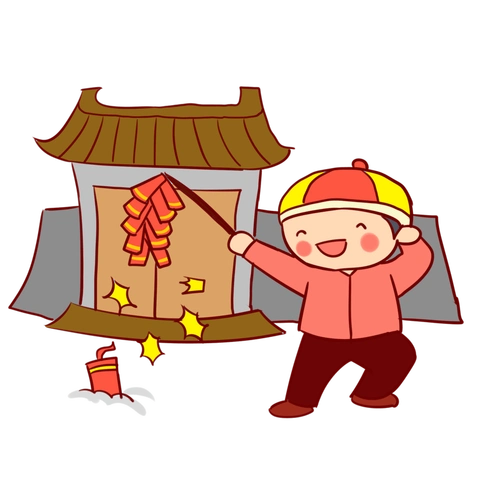 春节放鞭炮的小孩简笔画