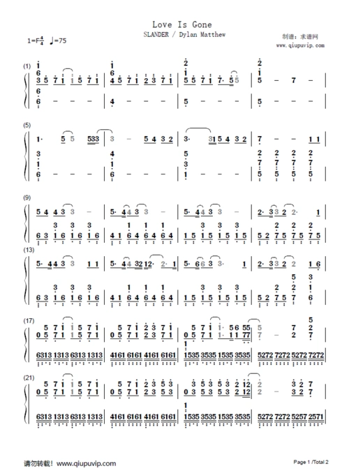 并提供《love is gone》钢琴曲在线试听,《love is gone》钢琴谱(简谱