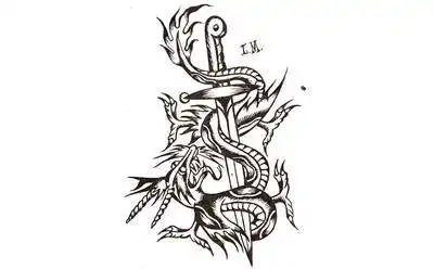 40张不上色的黑白龙纹身手稿图案