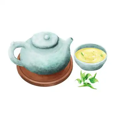 茶叶茶壶元素 茶叶茶饮茶标志 中国水墨茶logo中国风手绘茶文化元素制