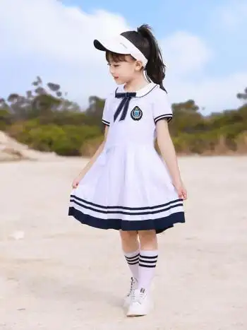 皮克狐小学生夏季班服连衣裙套装儿童校服一二年级六一演出服幼儿园