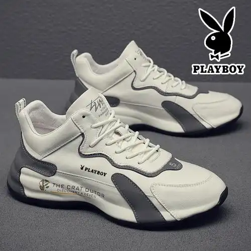 新款花花公子男鞋春季潮流真皮高帮软底老爹鞋百搭包底休闲运动鞋