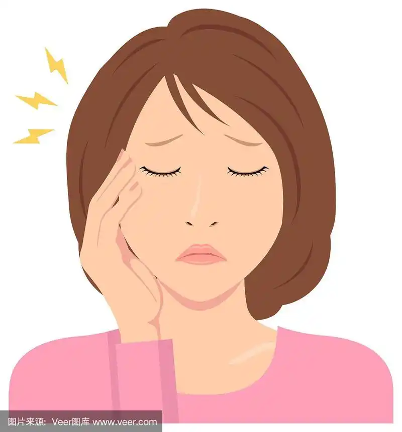 头痛,绘画插图,半身像,矢量,青年女人
