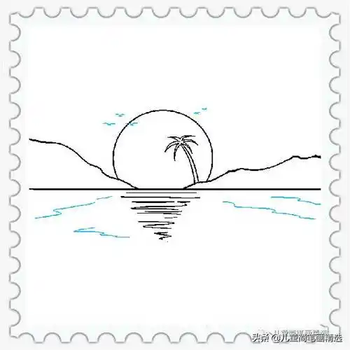 唯美日落简笔画日落简笔画图片