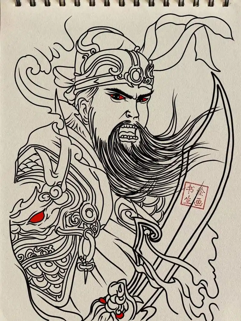 关公详细教程#绘画过程图 - 抖音