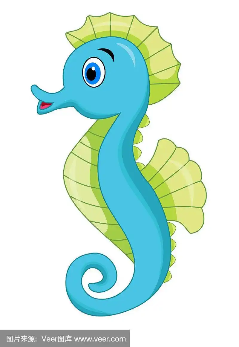 可爱的,卡通,海马,热带气候,野生动物