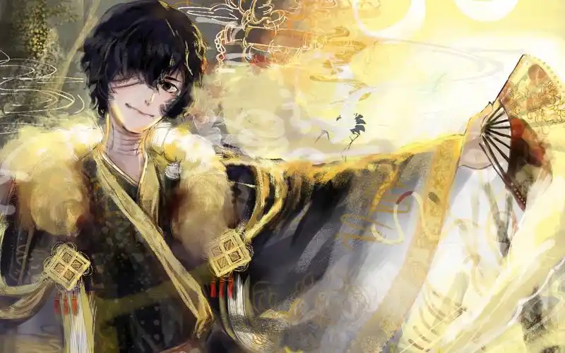 【指绘】【伪厚涂】黑金和服太宰治_哔哩哔哩_bilibili