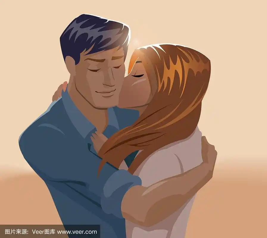 一对恩爱夫妻的拥抱