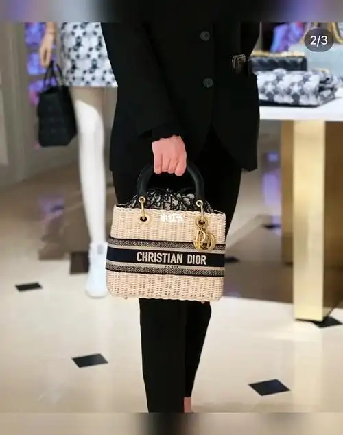 dior迪奥戴妃草编包时尚潮流包包单肩斜挎手提包