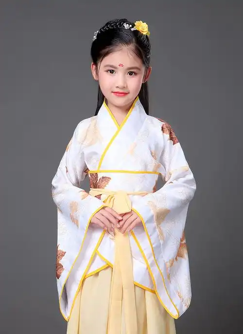 儿童古装小七仙女公主裙古筝演出服唐装汉服唐朝贵妃服小孩古装