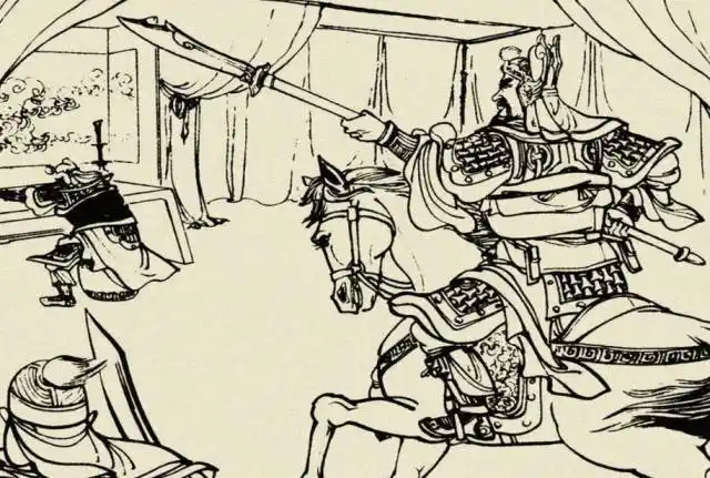 41,史彦忠挥刀直冲中军帐,只见徐达伏在桌上熟睡,他连忙举刀砍去.