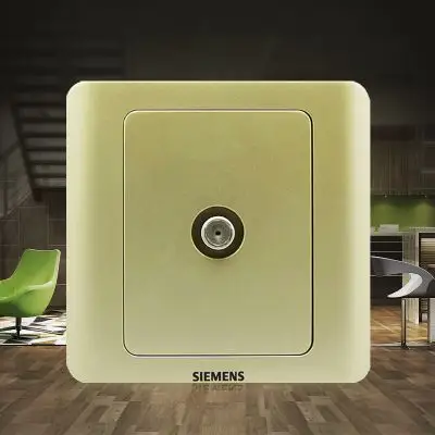 西门子宽频电视插座 远景金棕有线电视开关插座面板 86型闭路电视