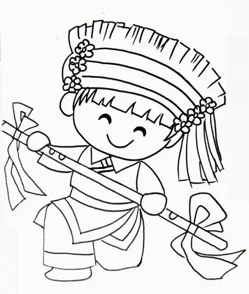 民族人物简笔画大全图片56个民族卡通简笔画(彩色版)少数民族简笔画