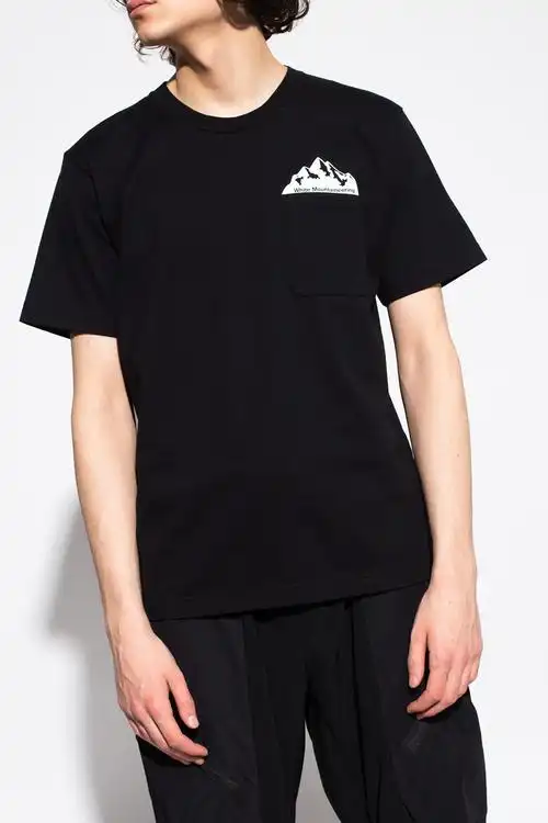 潮物woowhitemountaineeringtee白山口袋山峰印花情侣t恤