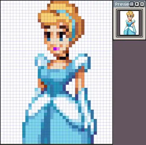 简单可爱迪士尼公主像素画网格画图案