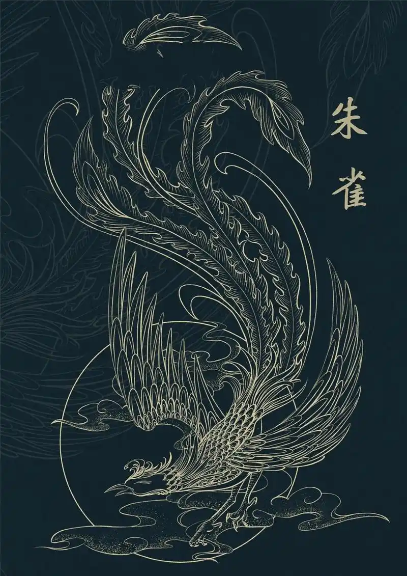 原创四神兽|朱雀|瑞兽|祥瑞象征|国风线稿 四神兽,朱雀,夏季,祥瑞象征