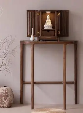 黑胡桃木现代轻奢家用立柜观音佛龛